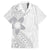 Lotu Tamaiti White Sunday Family Matching Off The Shoulder Long Sleeve Dress and Hawaiian Shirt Pacific Plumeria Flowers - White Version