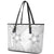 Lotu Tamaiti White Sunday Leather Tote Bag Pacific Plumeria Flowers - White Version