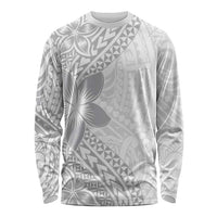 Lotu Tamaiti White Sunday Long Sleeve Shirt Pacific Plumeria Flowers - White Version LT9 Unisex White - Polynesian Pride