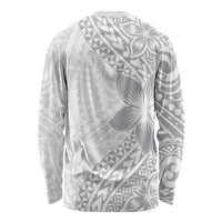Lotu Tamaiti White Sunday Long Sleeve Shirt Pacific Plumeria Flowers - White Version LT9 - Polynesian Pride