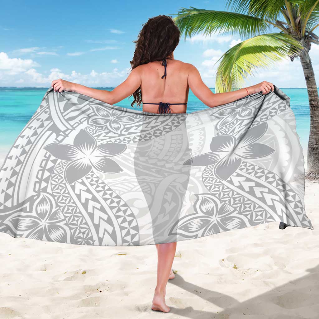 Lotu Tamaiti White Sunday Sarong Pacific Plumeria Flowers - White Version LT9 - Polynesian Pride