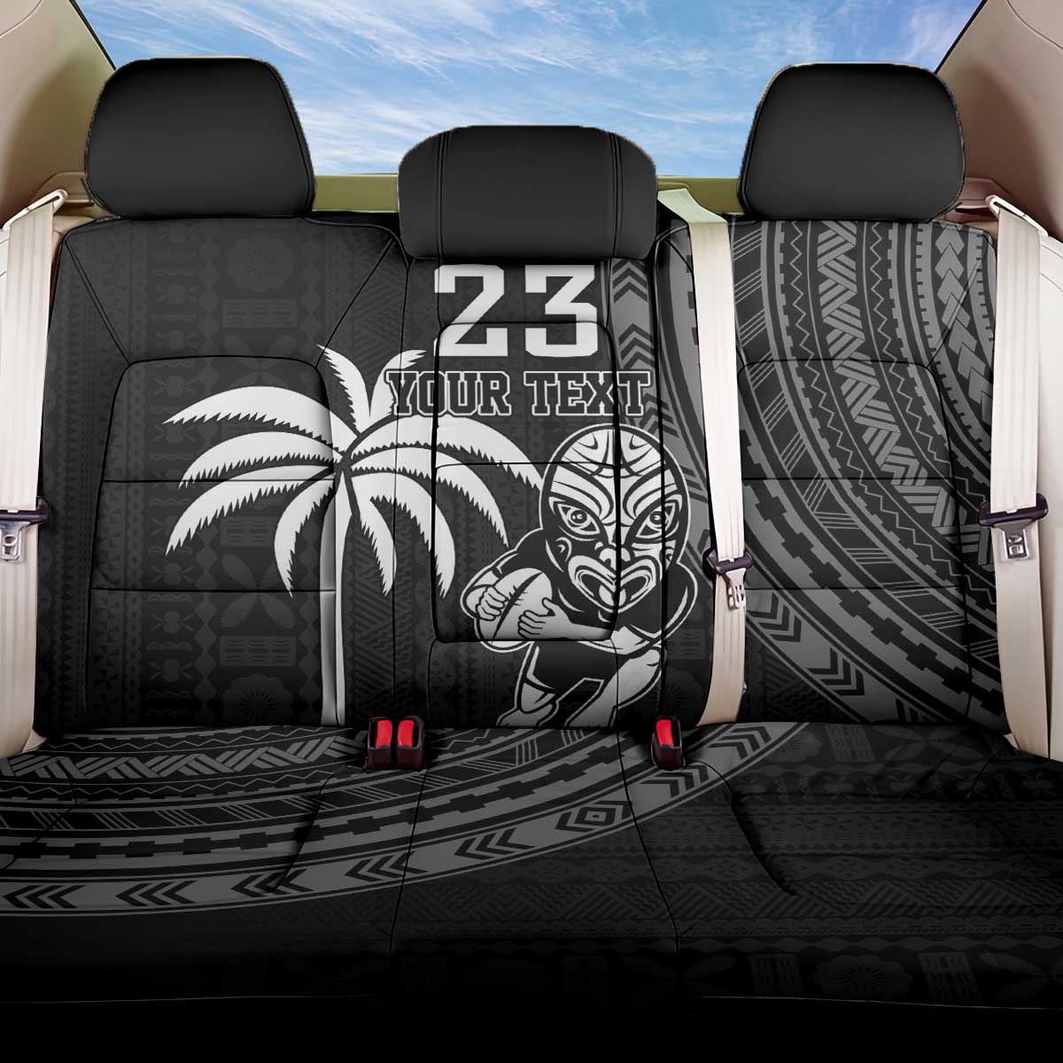 Custom Fiji New Zealand Rugby Back Car Seat Cover Make History Together LT9 One Size Black - Polynesian Pride