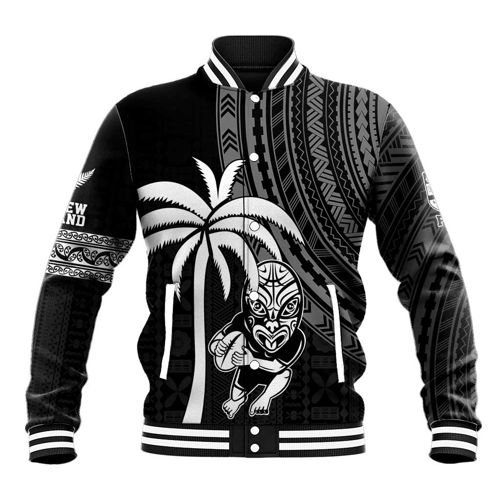 Custom Fiji New Zealand Rugby Baseball Jacket Make History Together LT9 Unisex Black - Polynesian Pride