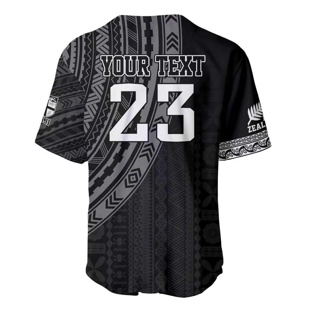 Custom Fiji New Zealand Rugby Baseball Jersey Make History Together LT9 - Polynesian Pride