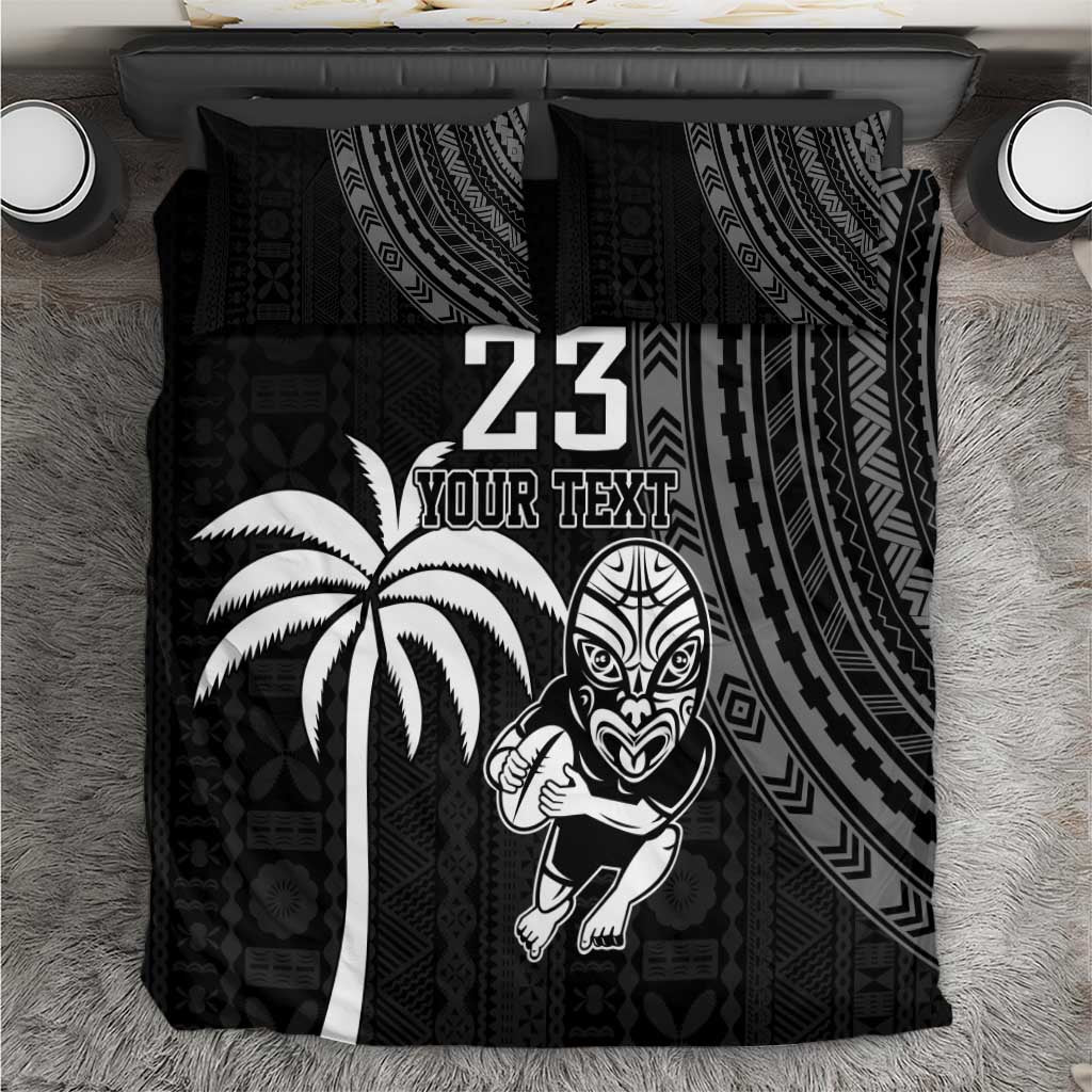 Custom Fiji New Zealand Rugby Bedding Set Make History Together LT9 Black - Polynesian Pride