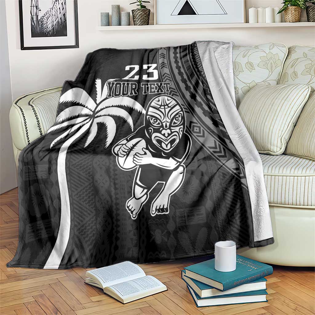 Custom Fiji New Zealand Rugby Blanket Make History Together LT9 Black - Polynesian Pride