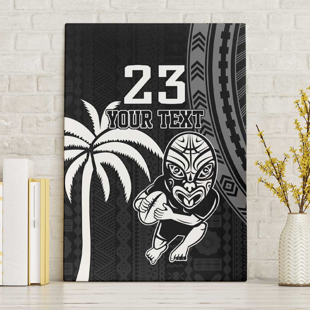 Custom Fiji New Zealand Rugby Canvas Wall Art Make History Together LT9 Without Frame Black - Polynesian Pride