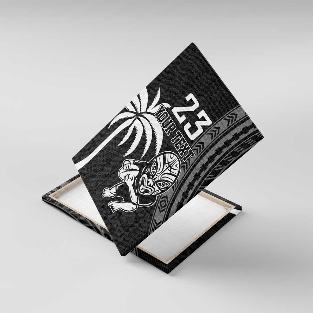 Custom Fiji New Zealand Rugby Canvas Wall Art Make History Together LT9 With Frame Black - Polynesian Pride