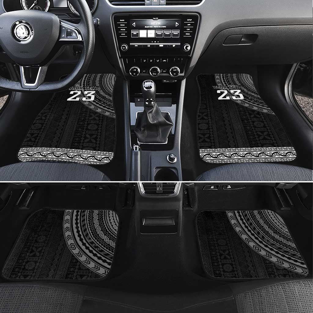 Custom Fiji New Zealand Rugby Car Mats Make History Together LT9 Set 4pcs Black - Polynesian Pride