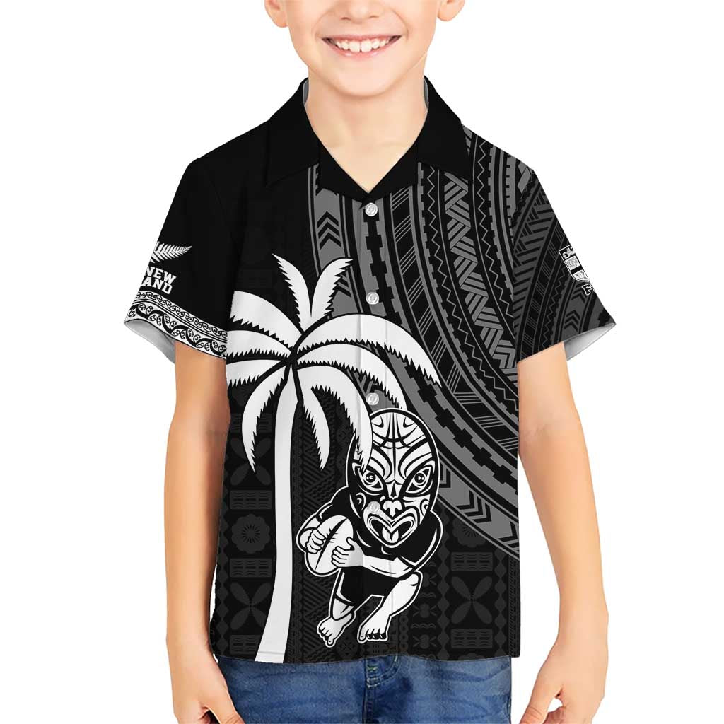 Custom Fiji New Zealand Rugby Kid Hawaiian Shirt Make History Together LT9 Kid Black - Polynesian Pride