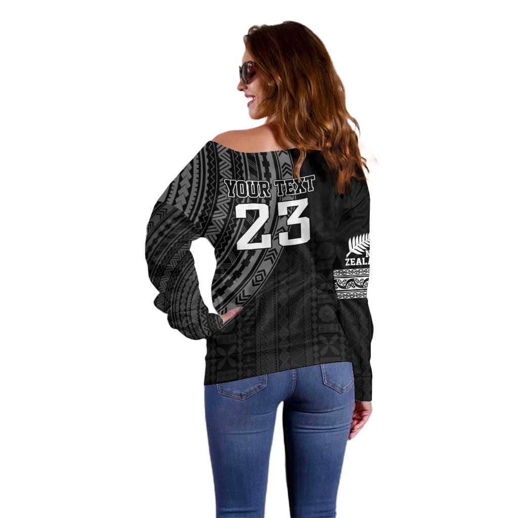 Custom Fiji New Zealand Rugby Off Shoulder Sweater Make History Together LT9 - Polynesian Pride