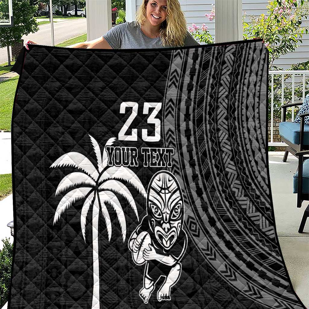 Custom Fiji New Zealand Rugby Quilt Make History Together LT9 Black - Polynesian Pride
