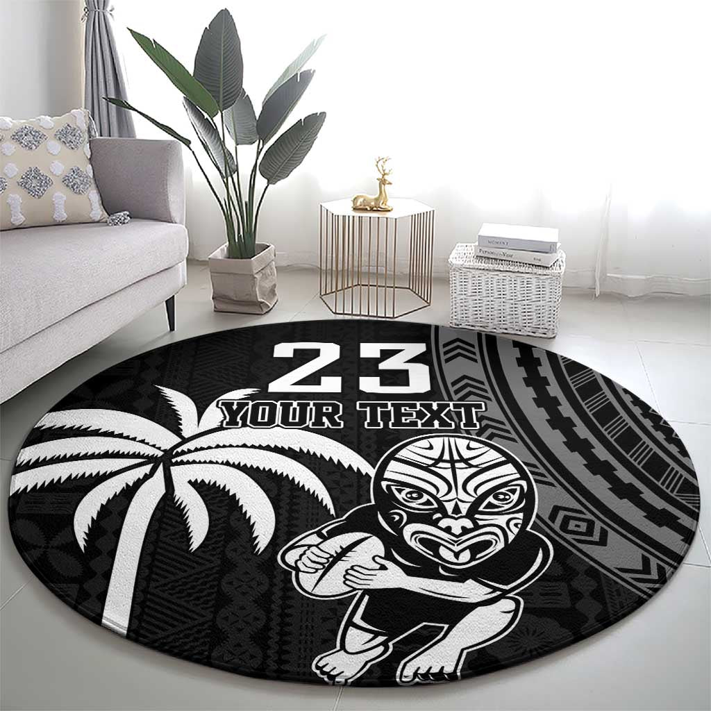 Custom Fiji New Zealand Rugby Round Carpet Make History Together LT9 - Polynesian Pride