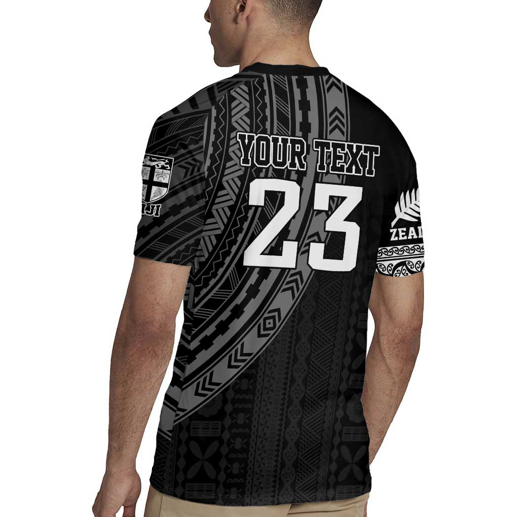 Custom Fiji New Zealand Rugby Rugby Jersey Make History Together LT9 - Polynesian Pride