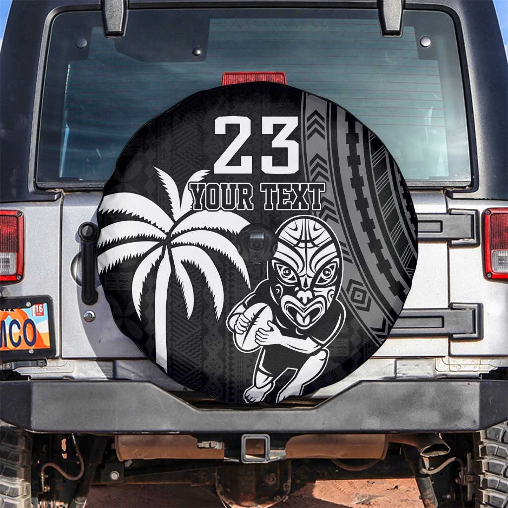 Custom Fiji New Zealand Rugby Spare Tire Cover Make History Together LT9 Black - Polynesian Pride