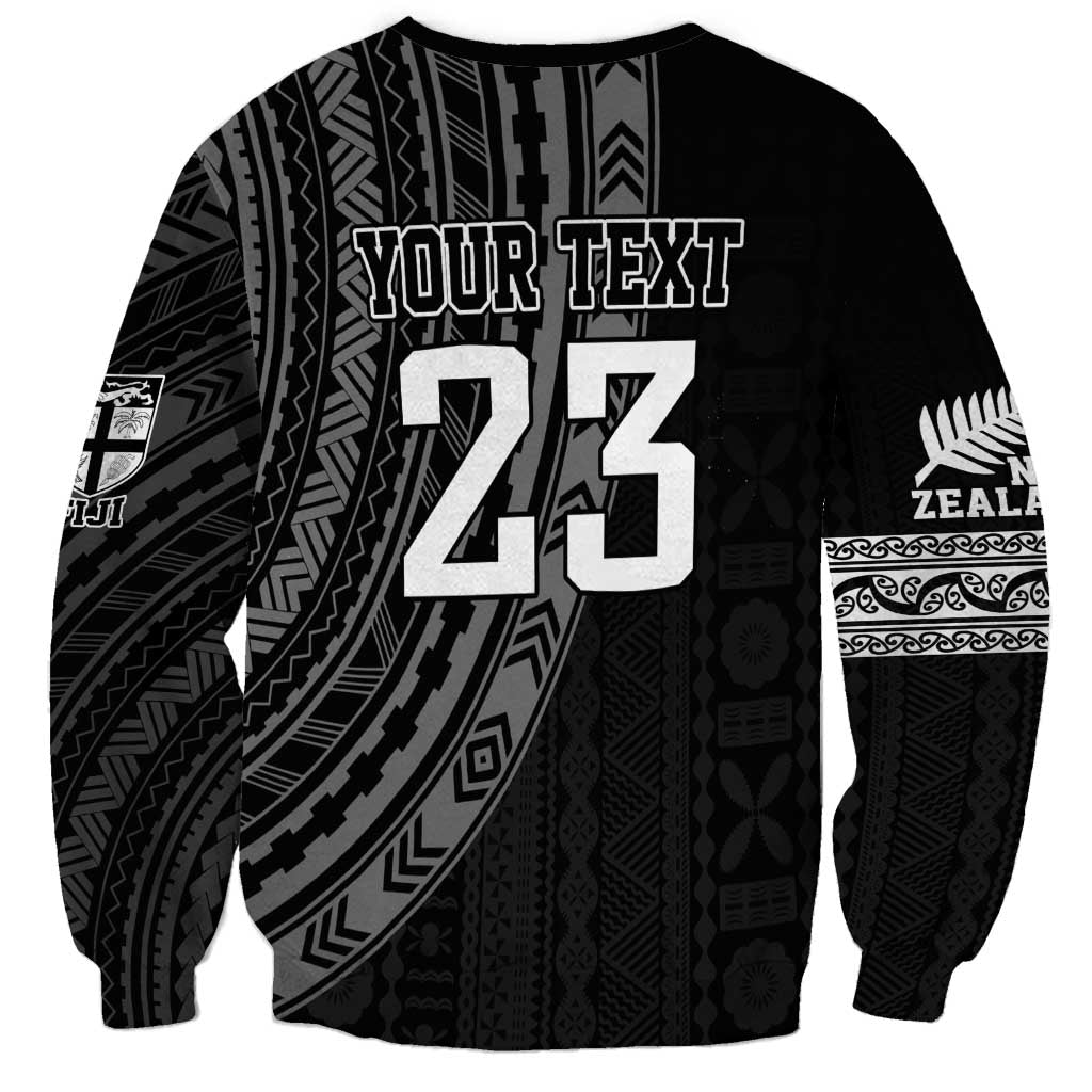 Custom Fiji New Zealand Rugby Sweatshirt Make History Together LT9 - Polynesian Pride