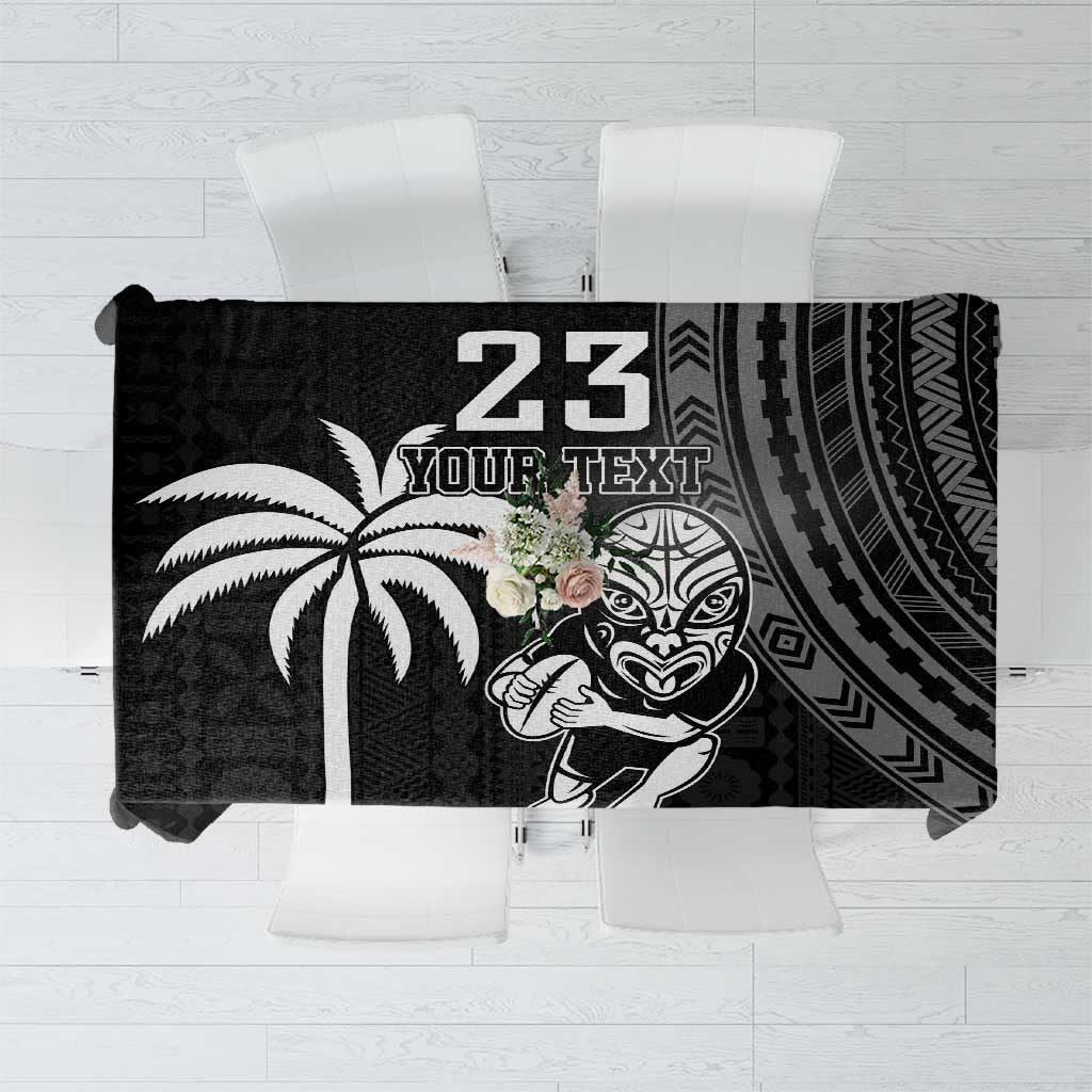 Custom Fiji New Zealand Rugby Tablecloth Make History Together LT9 Black - Polynesian Pride