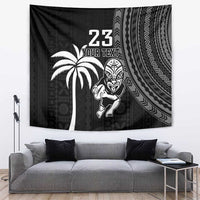 Custom Fiji New Zealand Rugby Tapestry Make History Together LT9 Black - Polynesian Pride
