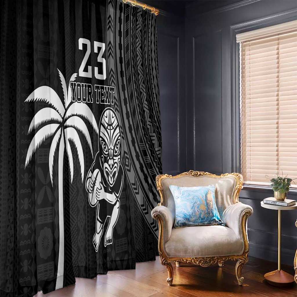 Custom Fiji New Zealand Rugby Window Curtain Make History Together LT9 - Polynesian Pride