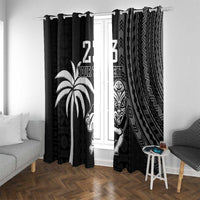 Custom Fiji New Zealand Rugby Window Curtain Make History Together LT9 With Grommets Black - Polynesian Pride