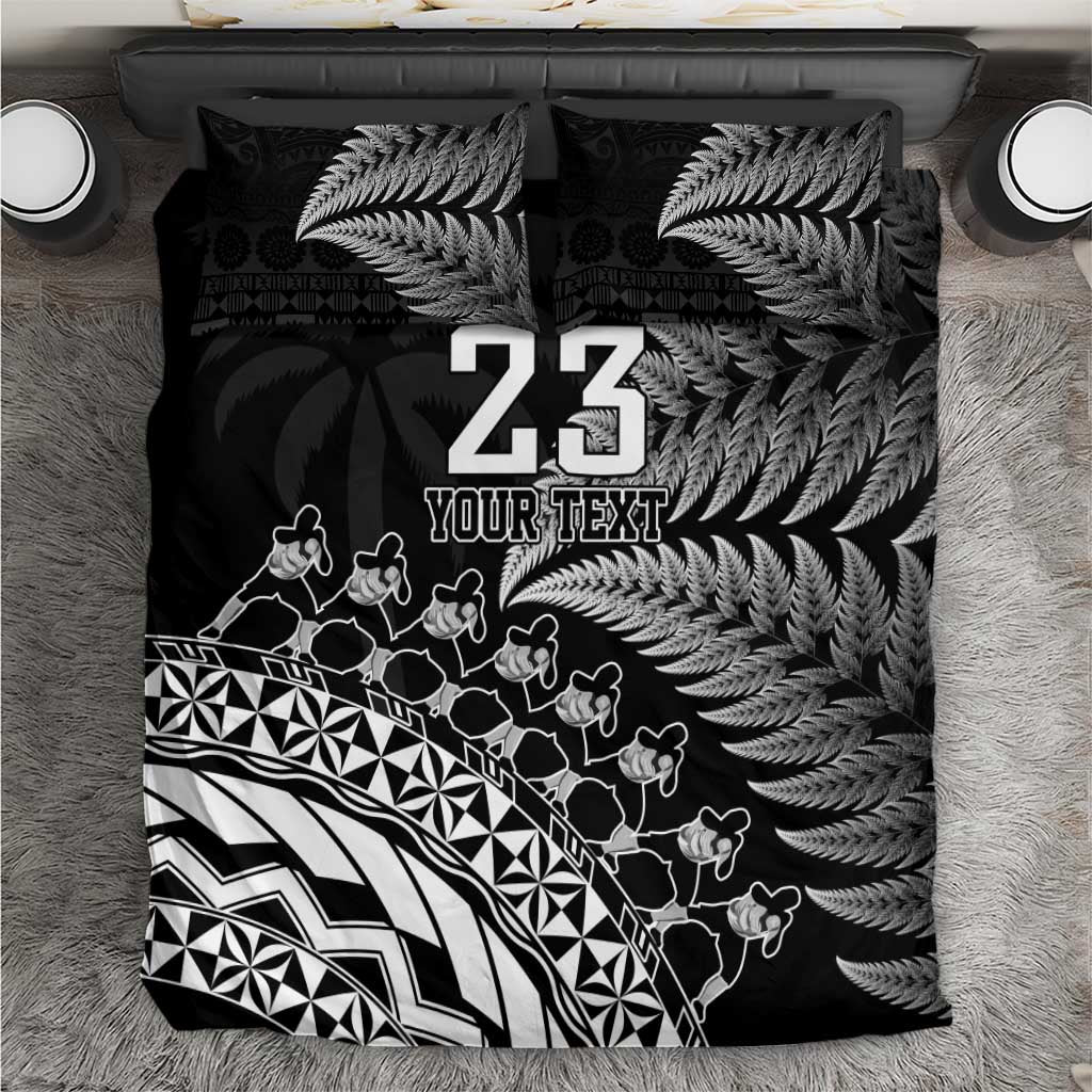 Custom Fiji New Zealand Rugby Bedding Set Cibi Dance with Black Fern LT9 Black - Polynesian Pride