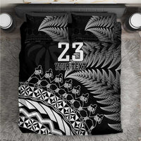 Custom Fiji New Zealand Rugby Bedding Set Cibi Dance with Black Fern LT9 Black - Polynesian Pride