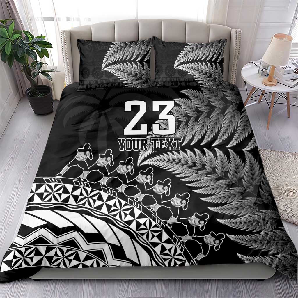 Custom Fiji New Zealand Rugby Bedding Set Cibi Dance with Black Fern LT9 - Polynesian Pride