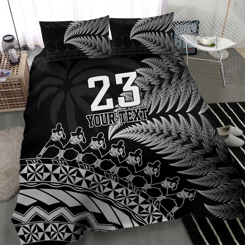Custom Fiji New Zealand Rugby Bedding Set Cibi Dance with Black Fern LT9 - Polynesian Pride