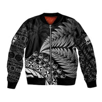 Custom Fiji New Zealand Rugby Bomber Jacket Cibi Dance with Black Fern LT9 Unisex Black - Polynesian Pride