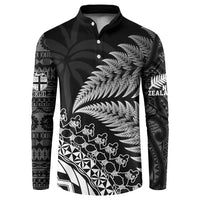 Custom Fiji New Zealand Rugby Button Sweatshirt Cibi Dance with Black Fern LT9 Black - Polynesian Pride