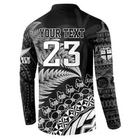 Custom Fiji New Zealand Rugby Button Sweatshirt Cibi Dance with Black Fern LT9 - Polynesian Pride