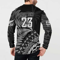 Custom Fiji New Zealand Rugby Button Sweatshirt Cibi Dance with Black Fern LT9 - Polynesian Pride