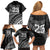 Custom Fiji New Zealand Rugby Family Matching Off Shoulder Short Dress and Hawaiian Shirt Cibi Dance with Black Fern