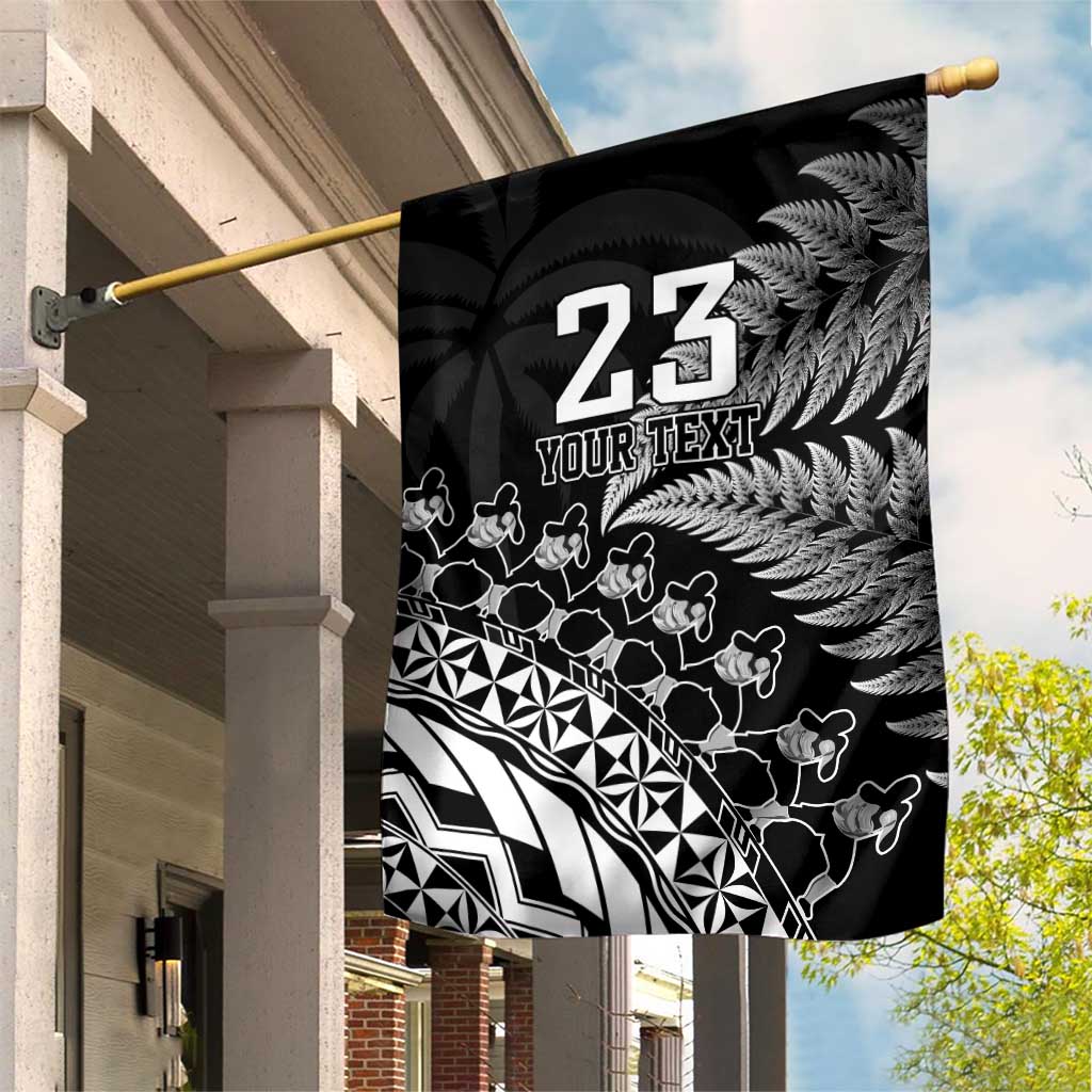 Custom Fiji New Zealand Rugby Garden Flag Cibi Dance with Black Fern LT9 House Flag Black - Polynesian Pride