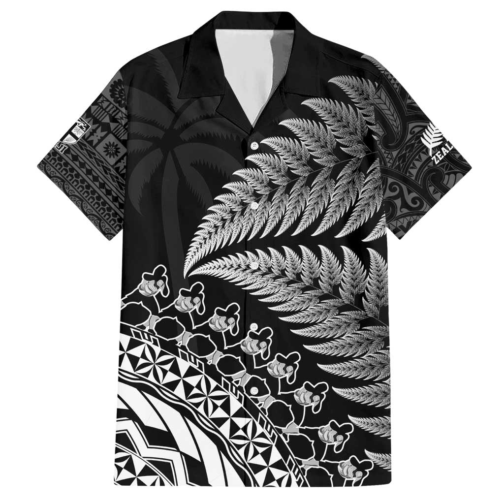 Custom Fiji New Zealand Rugby Hawaiian Shirt Cibi Dance with Black Fern LT9 Black - Polynesian Pride
