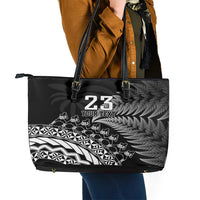 Custom Fiji New Zealand Rugby Leather Tote Bag Cibi Dance with Black Fern LT9 - Polynesian Pride