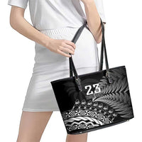 Custom Fiji New Zealand Rugby Leather Tote Bag Cibi Dance with Black Fern LT9 - Polynesian Pride