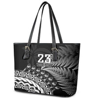 Custom Fiji New Zealand Rugby Leather Tote Bag Cibi Dance with Black Fern LT9 - Polynesian Pride