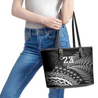 Custom Fiji New Zealand Rugby Leather Tote Bag Cibi Dance with Black Fern LT9 - Polynesian Pride