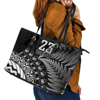 Custom Fiji New Zealand Rugby Leather Tote Bag Cibi Dance with Black Fern LT9 - Polynesian Pride