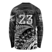 Custom Fiji New Zealand Rugby Long Sleeve Shirt Cibi Dance with Black Fern LT9 - Polynesian Pride