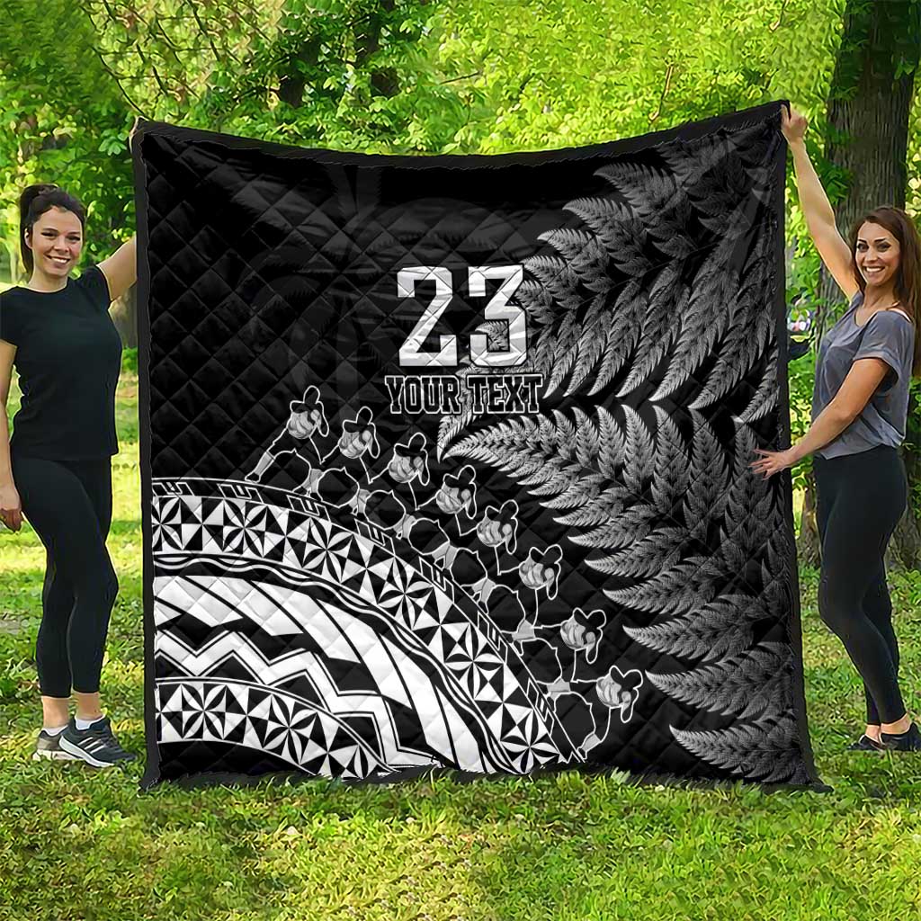 Custom Fiji New Zealand Rugby Quilt Cibi Dance with Black Fern LT9 - Polynesian Pride