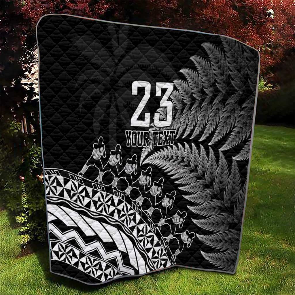 Custom Fiji New Zealand Rugby Quilt Cibi Dance with Black Fern LT9 - Polynesian Pride