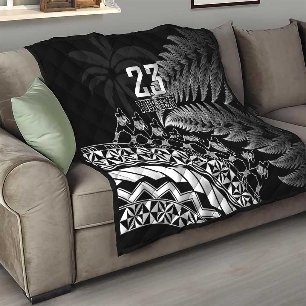 Custom Fiji New Zealand Rugby Quilt Cibi Dance with Black Fern LT9 - Polynesian Pride