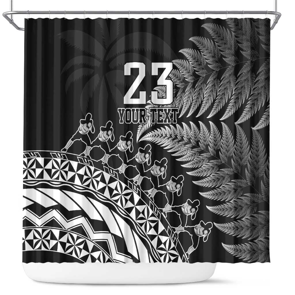 Custom Fiji New Zealand Rugby Shower Curtain Cibi Dance with Black Fern