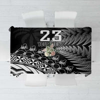 Custom Fiji New Zealand Rugby Tablecloth Cibi Dance with Black Fern LT9 Black - Polynesian Pride