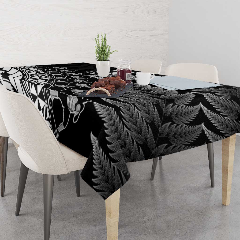Custom Fiji New Zealand Rugby Tablecloth Cibi Dance with Black Fern LT9 - Polynesian Pride