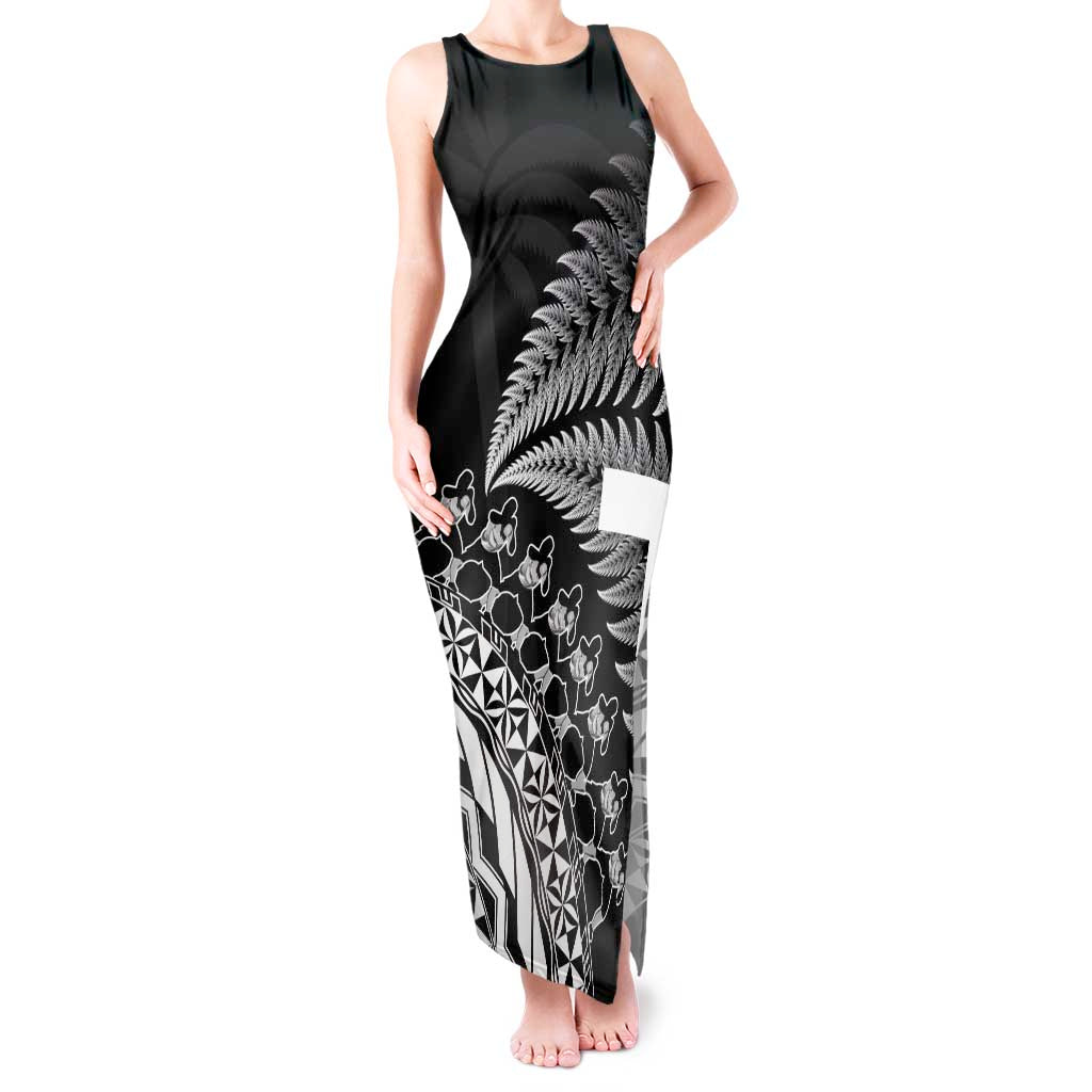 Custom Fiji New Zealand Rugby Tank Maxi Dress Cibi Dance with Black Fern LT9 Women Black - Polynesian Pride