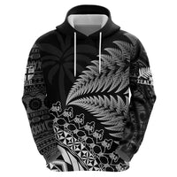 Custom Fiji New Zealand Rugby Zip Hoodie Cibi Dance with Black Fern LT9 - Polynesian Pride