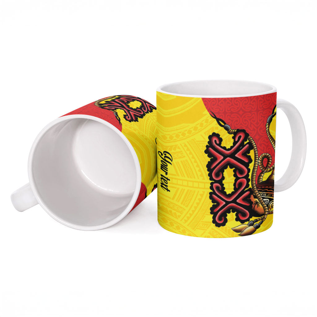 Personalised Papua New Guinea Oro Necklace Ceramic Mug Gold Melanesia Traditional Pattern LT9 - Polynesian Pride